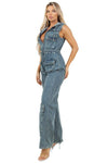 WOMEN FASHION DENIM CARGO STYLE JUMPSUIT - KOKOTETE