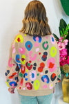 Women Leopard Drop Shoulder Pullover Sweatshirt - KOKOTETE