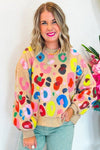 Women Leopard Drop Shoulder Pullover Sweatshirt - KOKOTETE