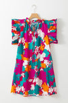 Women Tie Split Neck Flutter Sleeve Mini Dress - KOKOTETE