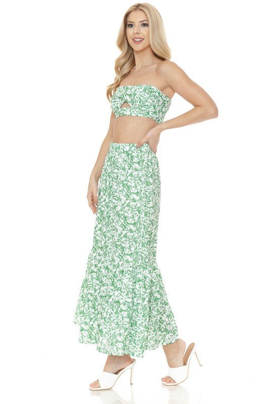 Women's Floral Skirt and TOP Set - KOKOTETE