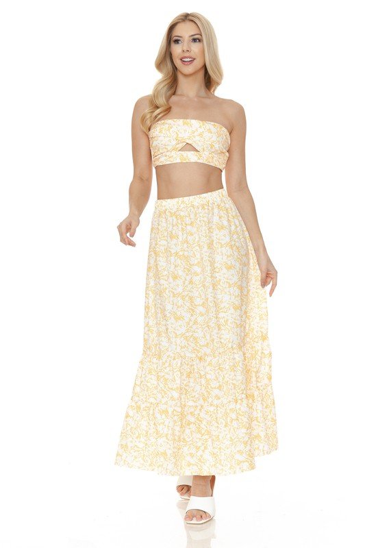 Women's Floral Skirt and TOP Set - KOKOTETE