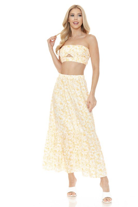 Women's Floral Skirt and TOP Set - KOKOTETE