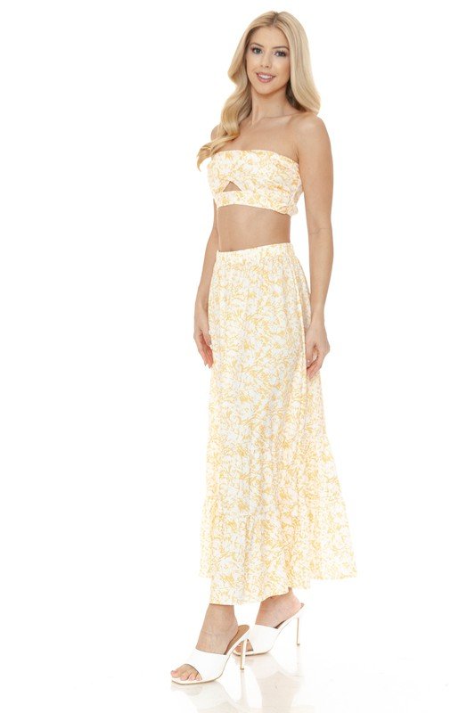 Women's Floral Skirt and TOP Set - KOKOTETE