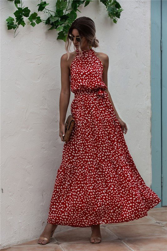 Womens Polka Dot Maxi Dress - KOKOTETE