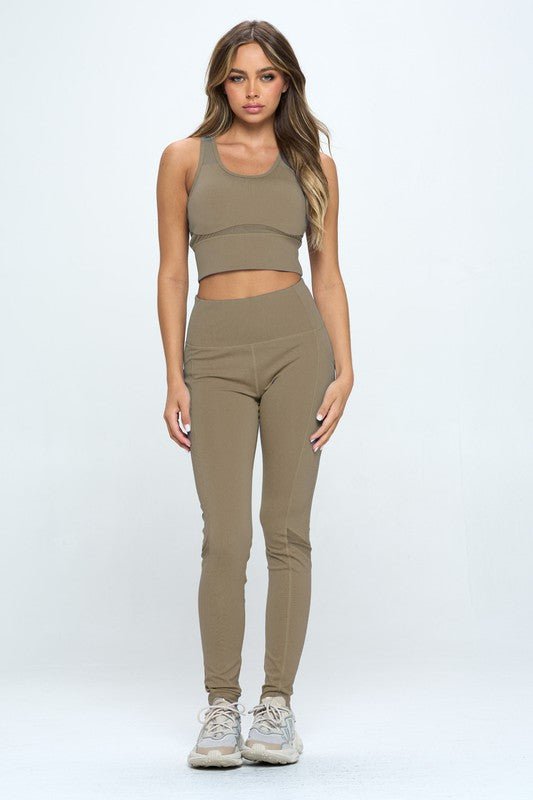 Women's Two Piece Activewear Set Cut Out Detail - KOKOTETE