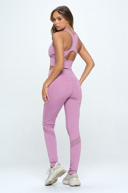 Women's Two Piece Activewear Set Cut Out Detail - KOKOTETE