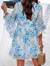 Womens V Neck Ruffle Mini Short Swing Dresses - KOKOTETE