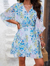 Womens V Neck Ruffle Mini Short Swing Dresses - KOKOTETE