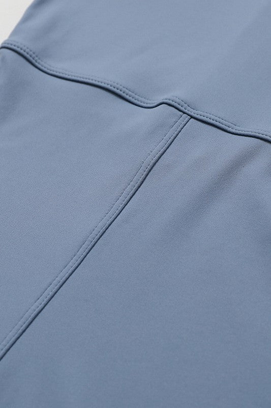 Zippered short sleeves solid color jumpsuit - KOKOTETE