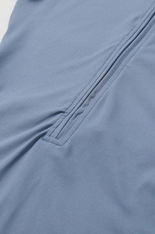 Zippered short sleeves solid color jumpsuit - KOKOTETE