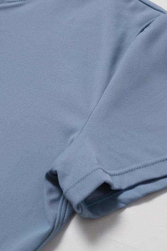 Zippered short sleeves solid color jumpsuit - KOKOTETE