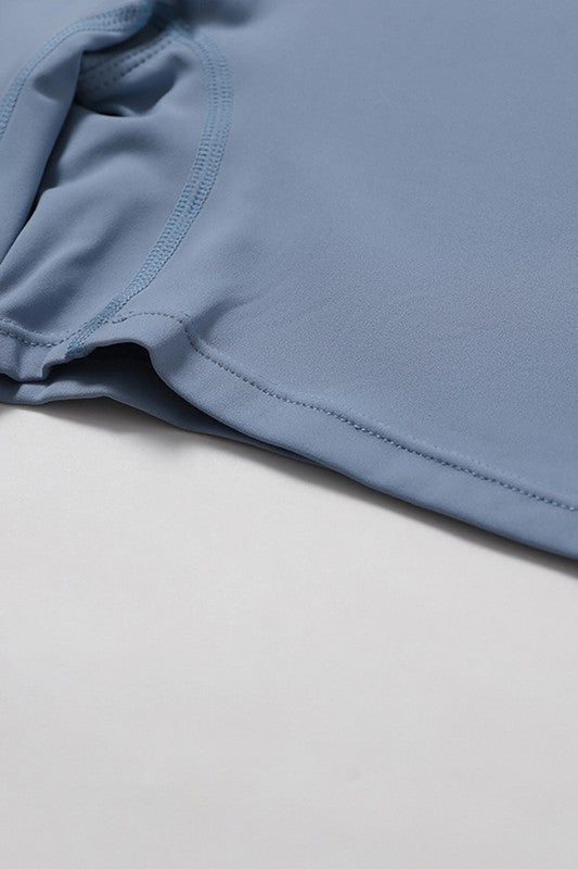 Zippered short sleeves solid color jumpsuit - KOKOTETE