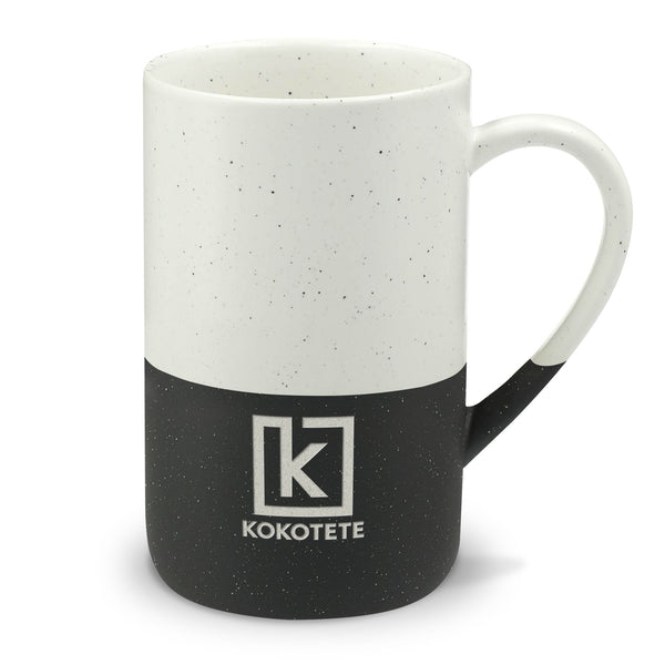 Speckled Two-Tone Ceramic Mug — 13oz Engraved Rustic Coffee Cup