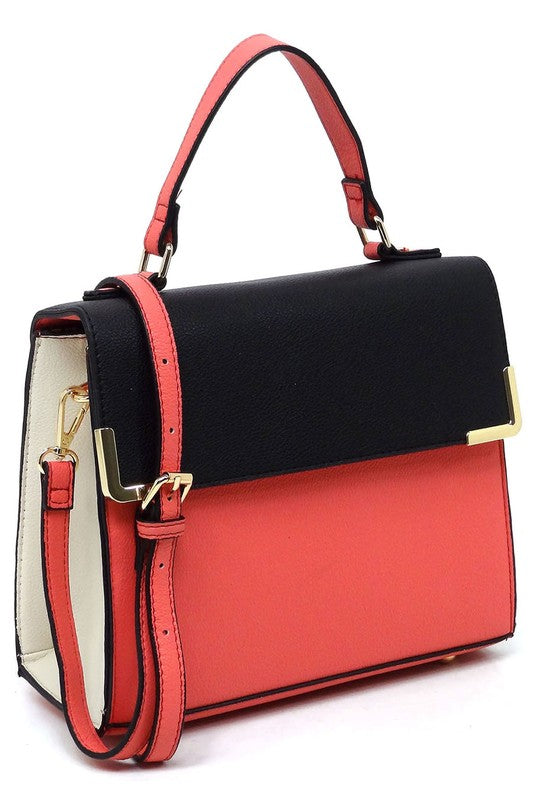 Colorblock Top Handle Satchel