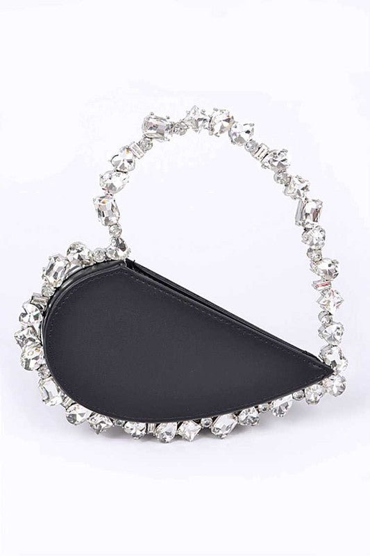 Crystal Handle Heart Shape Clutch