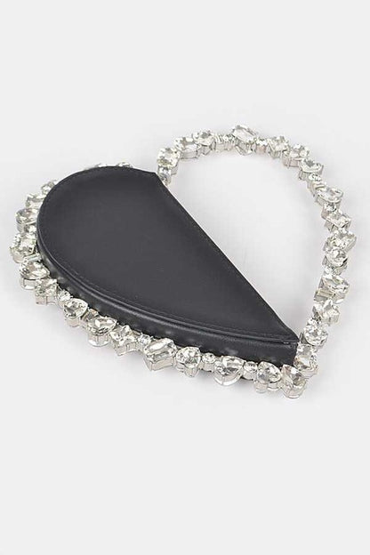 Crystal Handle Heart Shape Clutch