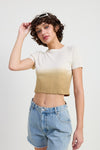 OMBRE CREW NECK CROPPED TOP