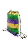 Sequin Mardi Gras Drawstring Backpack Bag