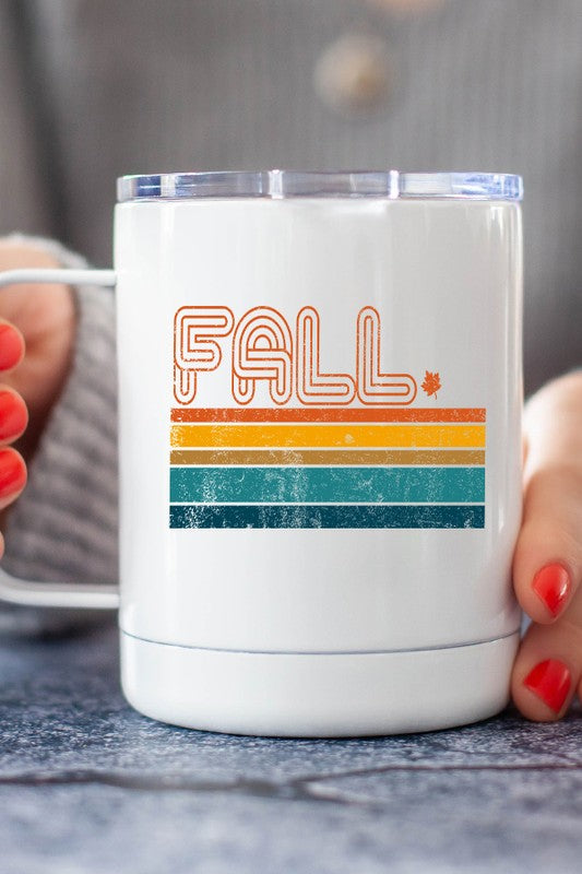 Fall Leaf Thick Stripes Coffee Travel Cup