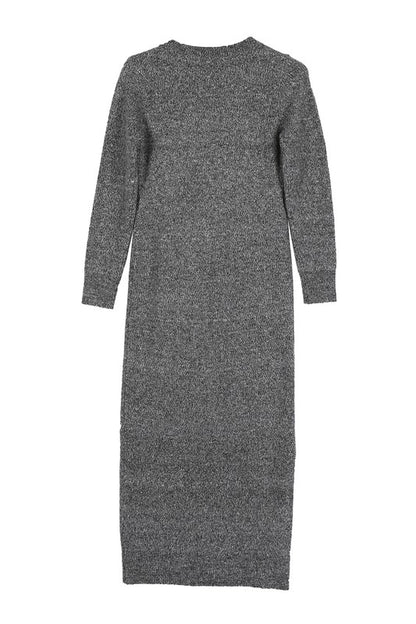 V-Neck Sweater Maxi Dress