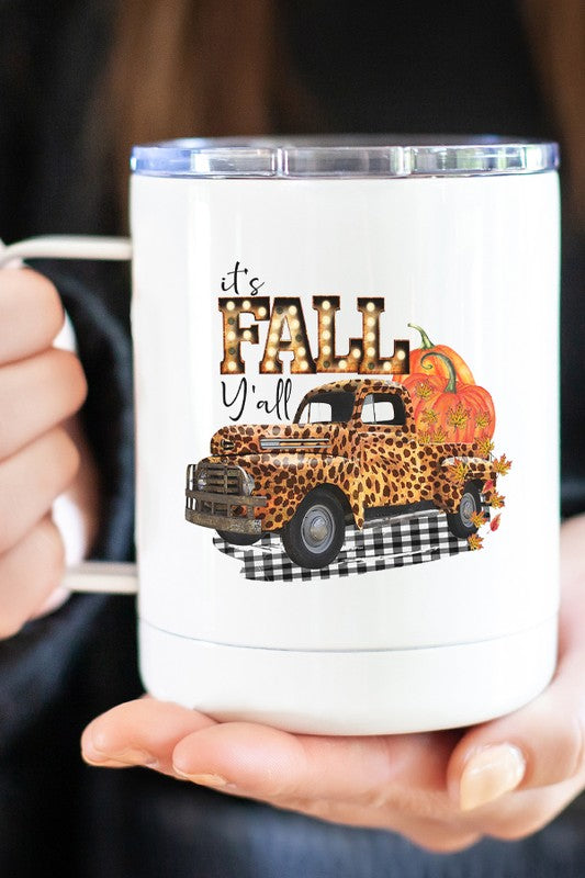 It's Fall Yall Leopard Truck Coffee Travel Cup