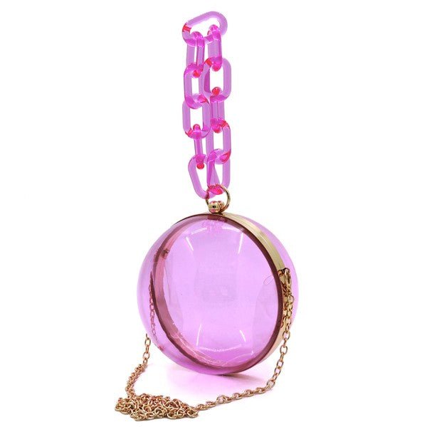 Acrylic Chain Handle See Thru Ball Crossbody Bag - KOKOTETE