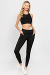 Active Jersey Mesh Striped 3 - Pocket Leggings - KOKOTETE