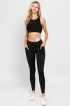 Active Jersey Mesh Striped 3 - Pocket Leggings - KOKOTETE