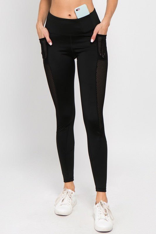 Active Jersey Mesh Striped 3 - Pocket Leggings - KOKOTETE