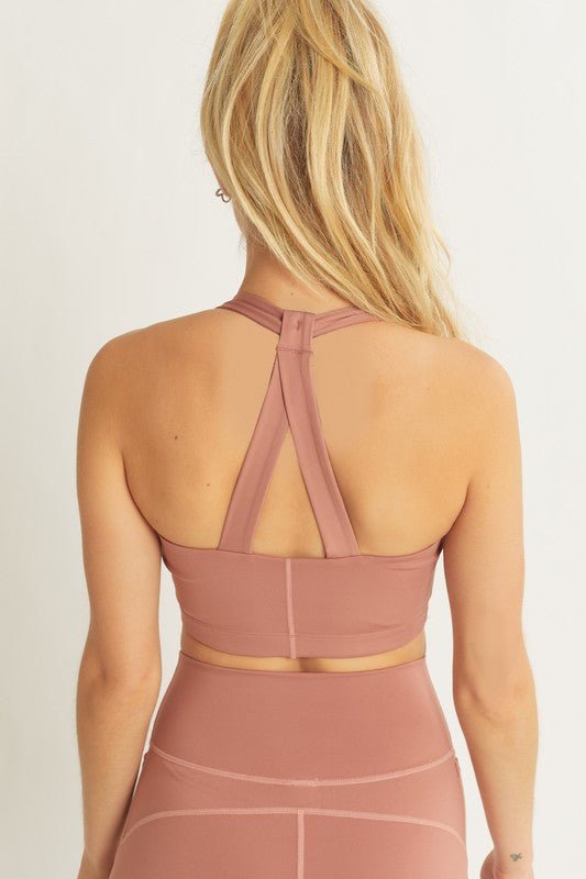 Activewear Crop Halter Back Detail Top - KOKOTETE