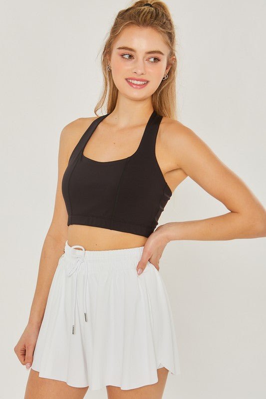 Activewear Crop Halter Back Detail Top - KOKOTETE