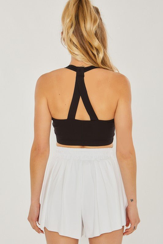 Activewear Crop Halter Back Detail Top - KOKOTETE