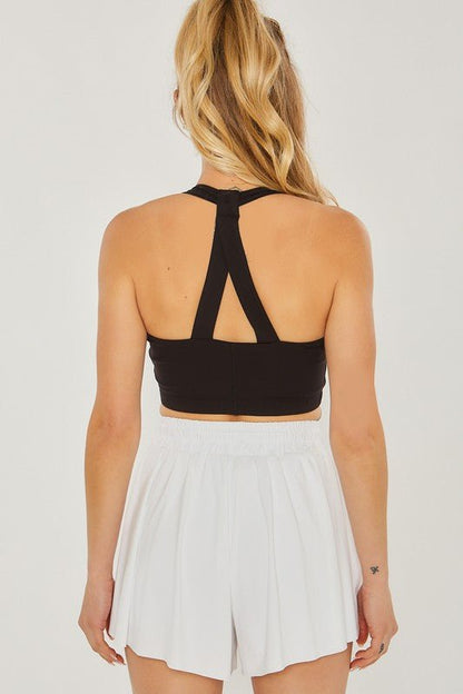 Activewear Crop Halter Back Detail Top - KOKOTETE