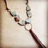 Aqua Terra Necklace with Hoop and Fringe Tassel - KOKOTETE