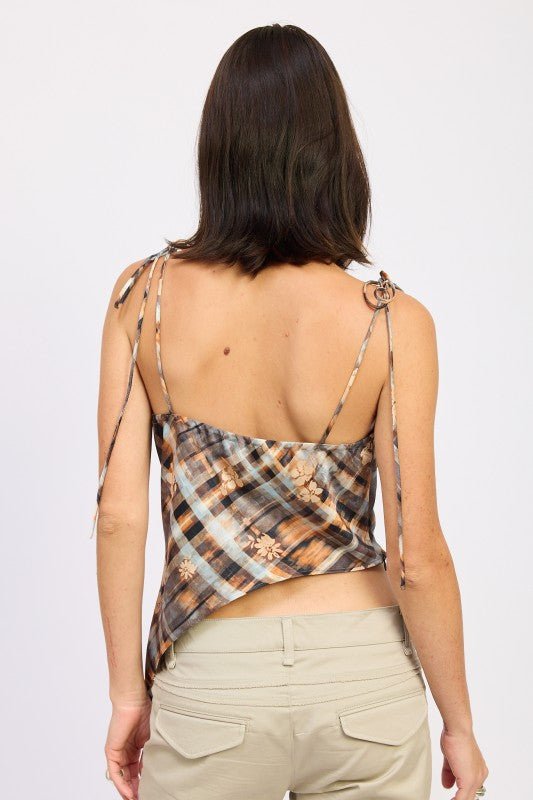 ASYMMETRICAL COWL NECK CAMI TOP - KOKOTETE