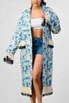 ATHINA FLORAL PRINT TASSLE TRENCH COAT - KOKOTETE