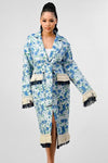 ATHINA FLORAL PRINT TASSLE TRENCH COAT - KOKOTETE