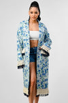 ATHINA FLORAL PRINT TASSLE TRENCH COAT - KOKOTETE