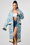 ATHINA FLORAL PRINT TASSLE TRENCH COAT - KOKOTETE