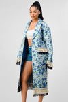 ATHINA FLORAL PRINT TASSLE TRENCH COAT - KOKOTETE