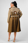 ATHINA PLAID AND KHAKI CONTRAST TRENCH COAT - KOKOTETE