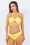 TWO PIECE EXOTIC RUCHED HALTER NECKLINE BIKINI - KOKOTETE