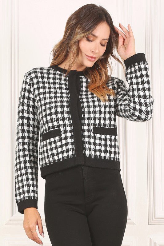 Black check knitted jacket - KOKOTETE