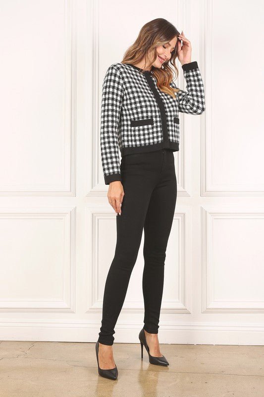 Black check knitted jacket - KOKOTETE