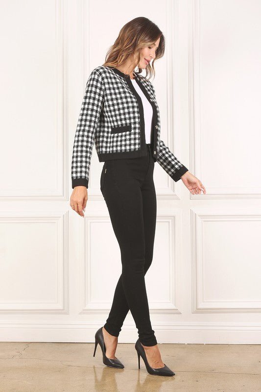 Black check knitted jacket - KOKOTETE