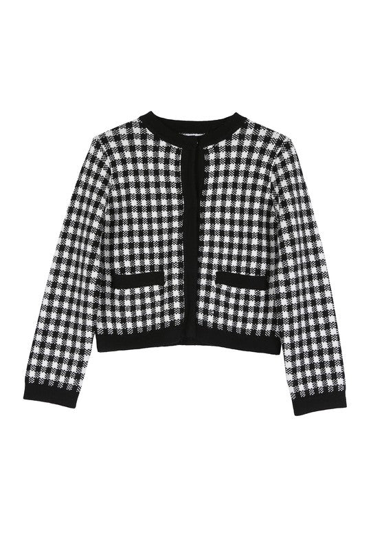 Black check knitted jacket - KOKOTETE