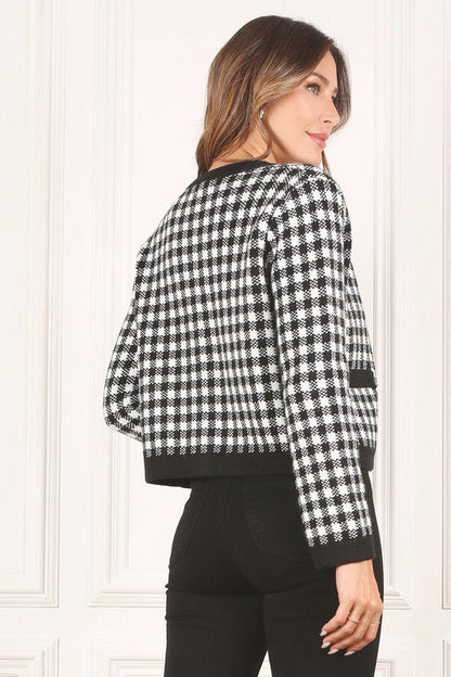 Black check knitted jacket - KOKOTETE