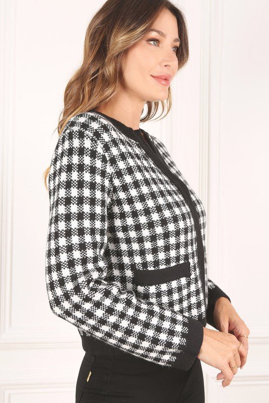 Black check knitted jacket - KOKOTETE