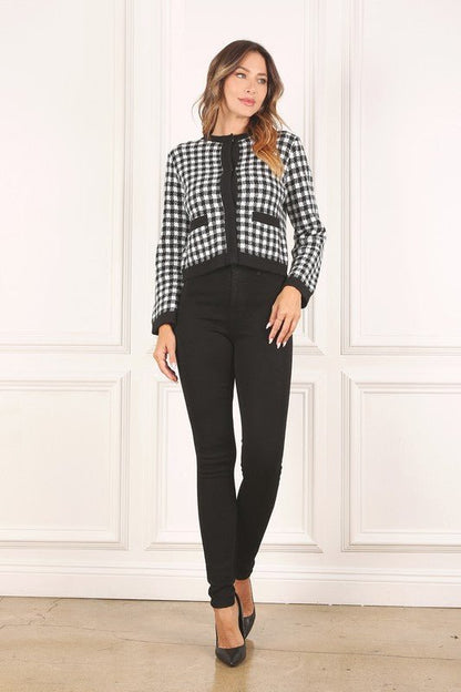 Black check knitted jacket - KOKOTETE